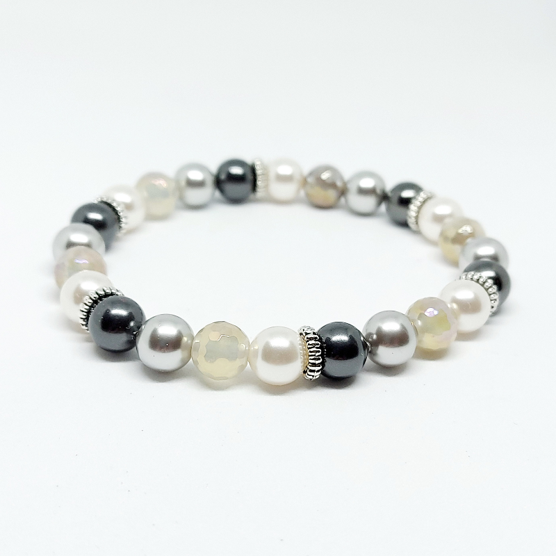 Aura Holdkő-Swarovski kristálygyöngy karkötő